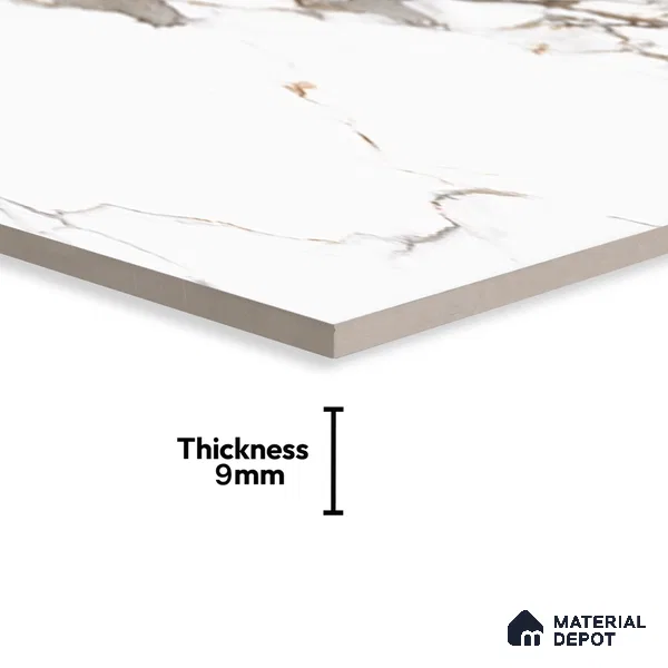 Marble Floor & Wall Tile TL 05518 Prestige Regal Statuario 2 ft x 4 ft Vitrified Carving Matte Finish - 9 mm | 3 Random Design | Suitable for Living Room, Bedroom, Bathroom (Sample)