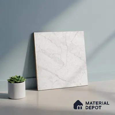 Grey Marble Floor Tile TL 06732 Lustra Cascade Pearlwalk 12 Inch x 12 Inch Ceramic Carving Matte Finish - 9 mm |  | Suitable for Living Room, Bedroom, Bathroom