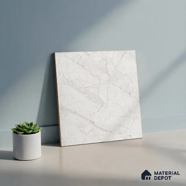 Grey Marble Floor Tile TL 06732 Lustra Cascade Pearlwalk 12 Inch x 12 Inch Ceramic Carving Matte Finish - 9 mm | | Suitable for Living Room, Bedroom, Bathroom