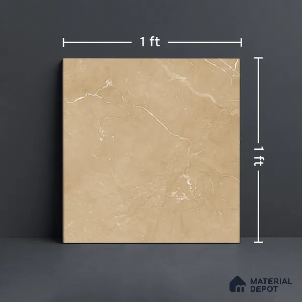 Brown Marble Floor Tile TL 06730 Lustra Nomad Sandstone 12 Inch x 12 Inch Ceramic Carving Matte Finish - 9 mm |  | Suitable for Living Room, Bedroom, Bathroom