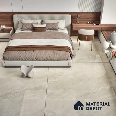 Marble Floor & Wall Tile TL 06846 Lustra Berlin Limestone 6 ft x 4 ft Carving High Gloss Finish Vitrified Large Format Tile - 9 mm | Suitable for Living Room, Bedroom, Bathroom | Adhesive and Spacers Must be Used During Installation