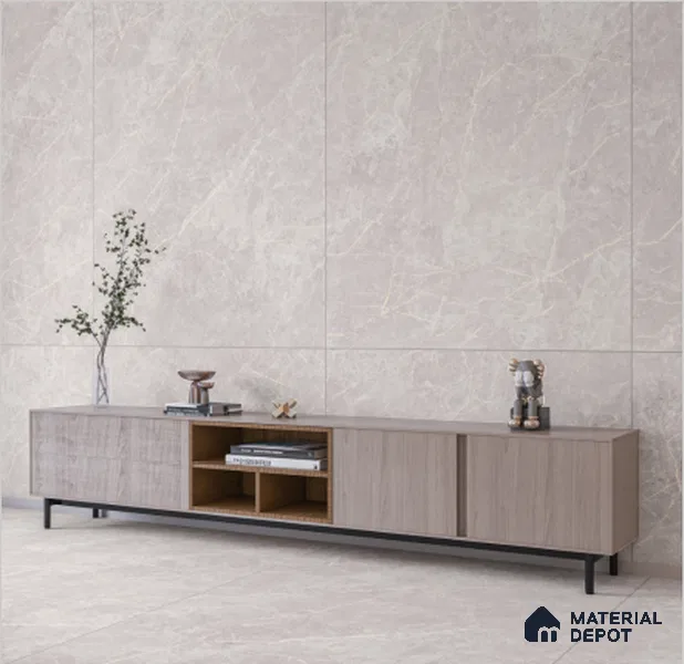 Marble Floor & Wall Tile TL 06837 Lustra Nordic Snowveil 6 ft x 4 ft Carving Matte Finish Vitrified Large Format Tile - 9 mm | Suitable for Living Room, Bedroom, Bathroom | Adhesive and Spacers Must be Used During Installation
