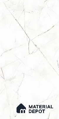 White Marble Floor & Wall Tile TL 06694 Gravier Radiant White 2 ft x 4 ft Vitrified Glossy Finish - 9 mm | 8 Random Design | Suitable for Living Room, Bedroom, Bathroom