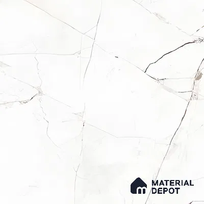 White Marble Floor & Wall Tile TL 06694 Gravier Radiant White 2 ft x 4 ft Vitrified Glossy Finish - 9 mm | 8 Random Design | Suitable for Living Room, Bedroom, Bathroom