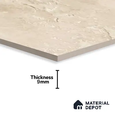 Cream Marble Floor & Wall Tile TL 06710 Gravier Chestnut Cream 2 ft x 4 ft Vitrified Glossy Finish - 9 mm | 5 Random Design | Suitable for Living Room, Bedroom, Bathroom