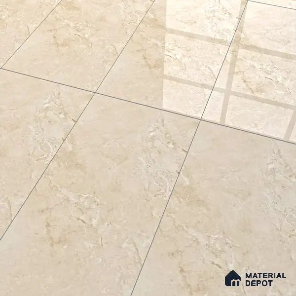 Cream Marble Floor & Wall Tile TL 06710 Gravier Chestnut Cream 2 ft x 4 ft Vitrified Glossy Finish - 9 mm | 5 Random Design | Suitable for Living Room, Bedroom, Bathroom