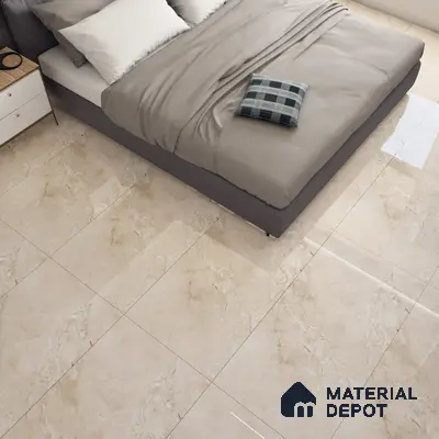 Cream Marble Floor & Wall Tile TL 06710 Gravier Chestnut Cream 2 ft x 4 ft Vitrified Glossy Finish - 9 mm | 5 Random Design | Suitable for Living Room, Bedroom, Bathroom