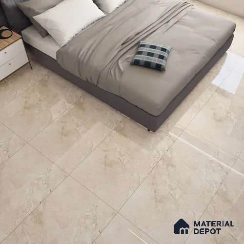 Cream Marble Floor & Wall Tile TL 06710 Gravier Chestnut Cream 2 ft x 4 ft Vitrified Glossy Finish - 9 mm | 5 Random Design | Suitable for Living Room, Bedroom, Bathroom