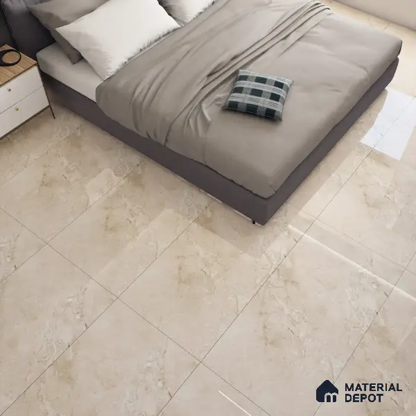 Cream Marble Floor & Wall Tile TL 06710 Gravier Chestnut Cream 2 ft x 4 ft Vitrified Glossy Finish - 9 mm | 5 Random Design | Suitable for Living Room, Bedroom, Bathroom