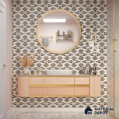 Grey Highlighter Wall Tile TL 06696 B Gravier Majestic Ivory Accent 2 ft x 4 ft Vitrified High Gloss Finish - 9 mm | Suitable for Living Room, Bedroom, Bathroom