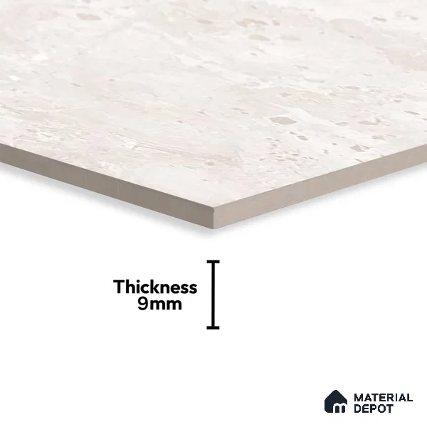 Grey Marble Floor & Wall Tile TL 06696 Gravier Majestic Ivory 2 ft x 4 ft Vitrified Glossy Finish - 9 mm | 5 Random Design | Suitable for Living Room, Bedroom, Bathroom