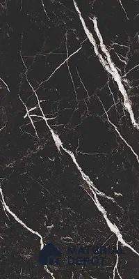 Black Marble Floor & Wall Tile TL 06711 Gravier Silver Drift 2 ft x 4 ft Vitrified High Gloss Finish - 9 mm | 4 Random Design | Suitable for Living Room, Bedroom, Bathroom