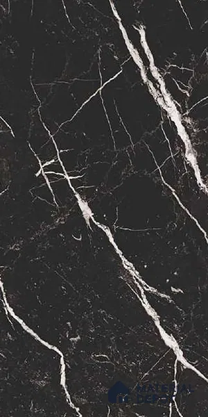 Black Marble Floor & Wall Tile TL 06711 Gravier Silver Drift 2 ft x 4 ft Vitrified High Gloss Finish - 9 mm | 4 Random Design | Suitable for Living Room, Bedroom, Bathroom