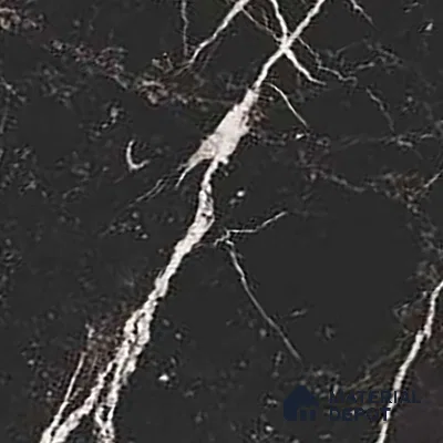 Black Marble Floor & Wall Tile TL 06711 Gravier Silver Drift 2 ft x 4 ft Vitrified High Gloss Finish - 9 mm | 4 Random Design | Suitable for Living Room, Bedroom, Bathroom