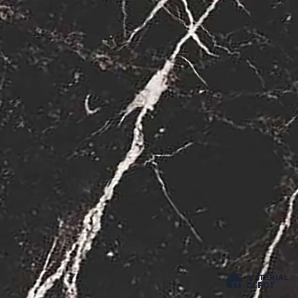 Black Marble Floor & Wall Tile TL 06711 Gravier Silver Drift 2 ft x 4 ft Vitrified High Gloss Finish - 9 mm | 4 Random Design | Suitable for Living Room, Bedroom, Bathroom