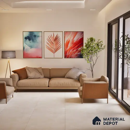 Beige Marble Floor & Wall Tile TL 07691 B Onyx Elegant Beige 4 ft x 2 ft Vitrified Carving Matte Finish - 9 mm | | Suitable for Living Room, Bedroom, Bathroom
