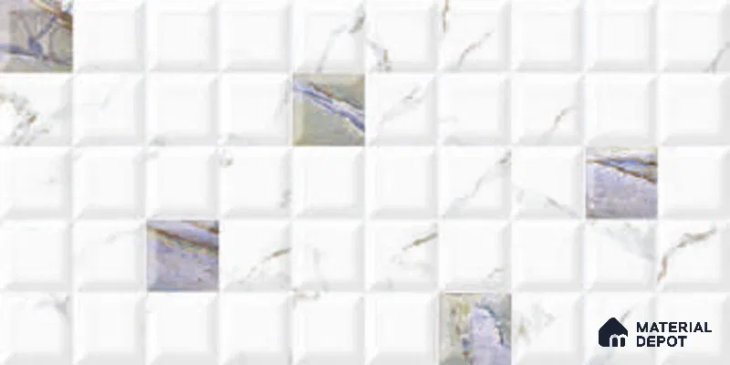 White Faux Subway Wall Tile TL 06719 B Lustra Helio Placa 2 ft x 1 ft Ceramic Glossy Finish - 9 mm | Suitable For Kitchen, Bathroom, Dining Area
