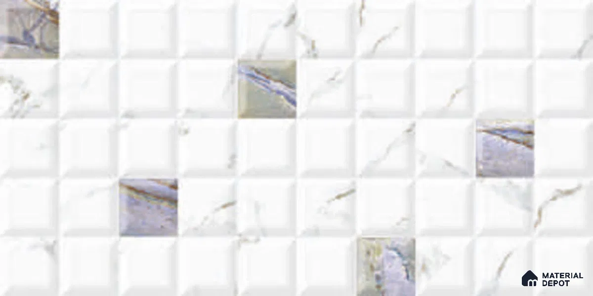 White Faux Subway Wall Tile TL 06719 B Lustra Helio Placa 2 ft x 1 ft Ceramic Glossy Finish - 9 mm | Suitable For Kitchen, Bathroom, Dining Area