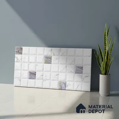 White Faux Subway Wall Tile TL 06719 B Lustra Helio Placa 2 ft x 1 ft Ceramic Glossy Finish - 9 mm | Suitable For Kitchen, Bathroom, Dining Area