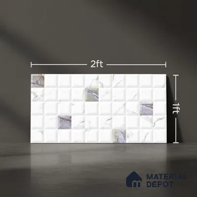 White Faux Subway Wall Tile TL 06719 B Lustra Helio Placa 2 ft x 1 ft Ceramic Glossy Finish - 9 mm | Suitable For Kitchen, Bathroom, Dining Area