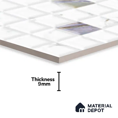 White Faux Subway Wall Tile TL 06719 B Lustra Helio Placa 2 ft x 1 ft Ceramic Glossy Finish - 9 mm | Suitable For Kitchen, Bathroom, Dining Area