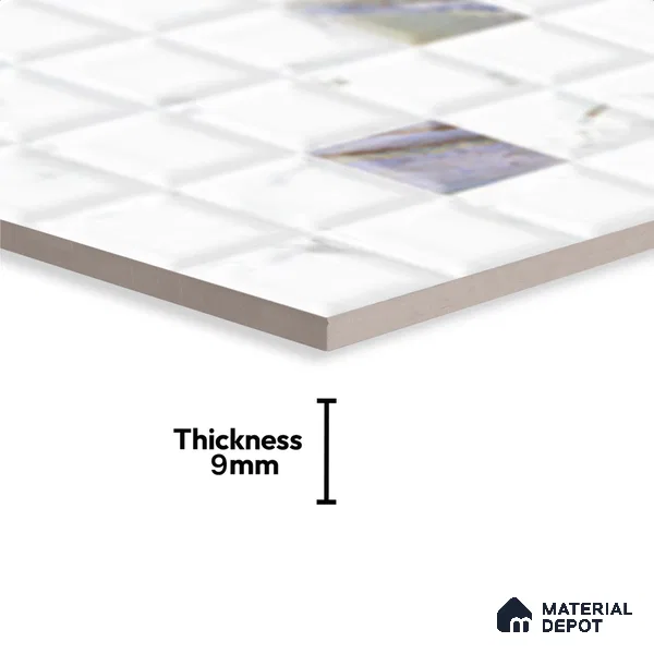 White Faux Subway Wall Tile TL 06719 B Lustra Helio Placa 2 ft x 1 ft Ceramic Glossy Finish - 9 mm | Suitable For Kitchen, Bathroom, Dining Area