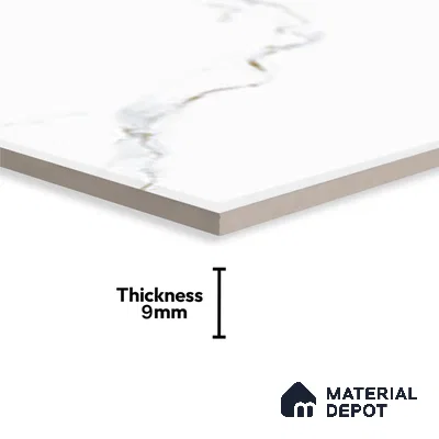 White Marble Wall Tile TL 06719 Lustra Nova Fabrique 2 ft x 1 ft Ceramic Glossy Finish - 9 mm |  | Suitable for Living Room, Bedroom, Bathroom