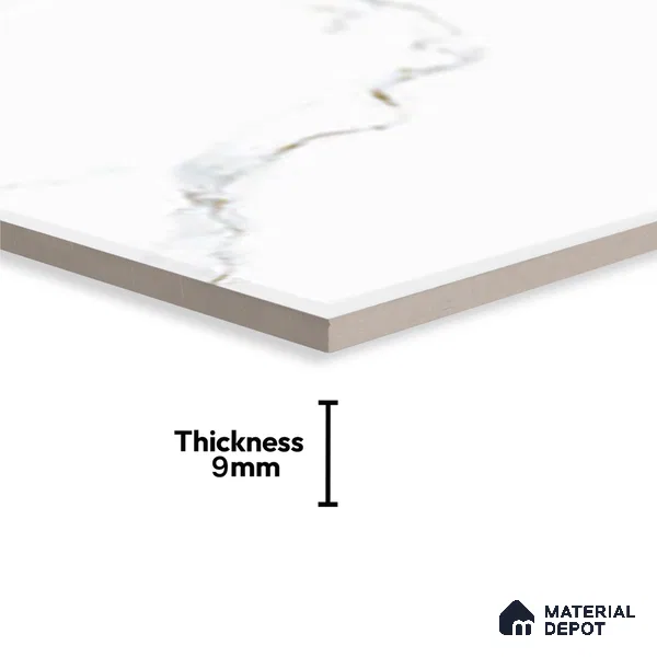 White Marble Wall Tile TL 06719 Lustra Nova Fabrique 2 ft x 1 ft Ceramic Glossy Finish - 9 mm |  | Suitable for Living Room, Bedroom, Bathroom