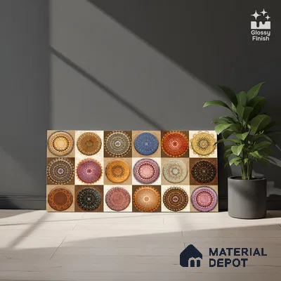 Highlighter Wall Tile TL 06755 B Lustra Oxidized Horizon 2 ft x 1 ft Ceramic Glossy Finish - 9 mm | Suitable for Kitchen, Bathroom & Balcony Walls (Sample)