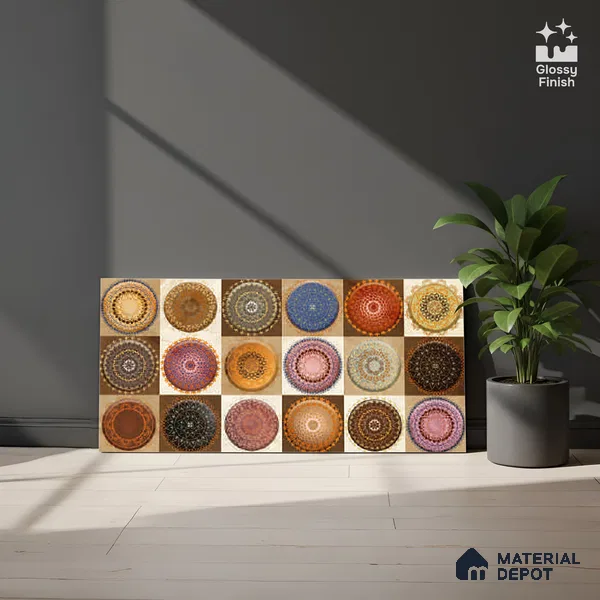 Highlighter Wall Tile TL 06755 B Lustra Oxidized Horizon 2 ft x 1 ft Ceramic Glossy Finish - 9 mm | Suitable for Kitchen, Bathroom & Balcony Walls (Sample)