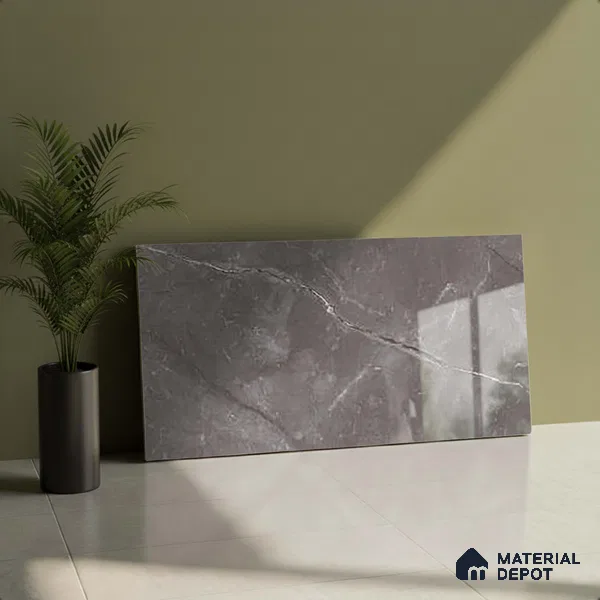 Grey Marble Wall Tile TL 06758 B Lustra Urban Stone 2 ft x 1 ft Ceramic Glossy Finish - 9 mm |  | Suitable for Living Room, Bedroom, Bathroom