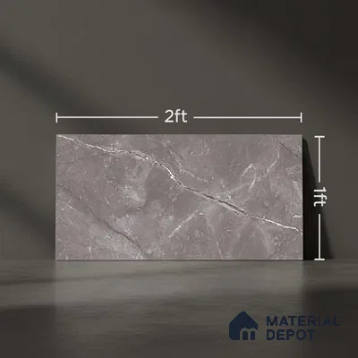 Grey Marble Wall Tile TL 06758 B Lustra Urban Stone 2 ft x 1 ft Ceramic Glossy Finish - 9 mm |  | Suitable for Living Room, Bedroom, Bathroom