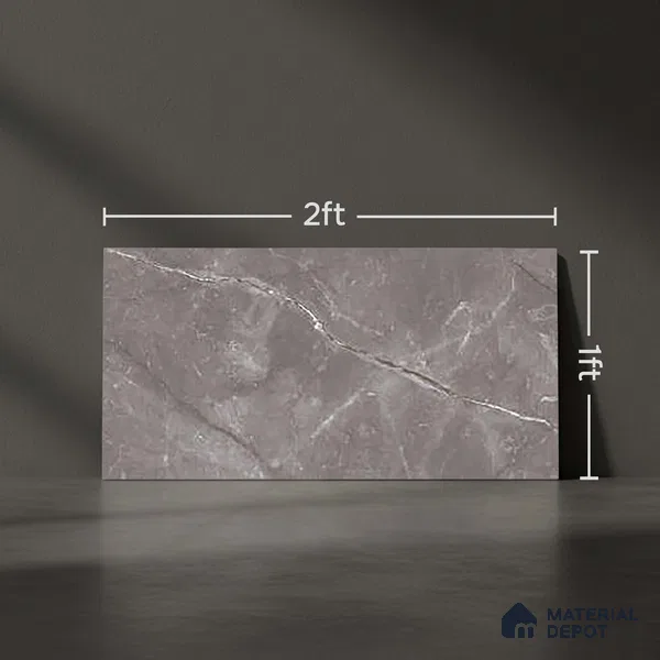 Grey Marble Wall Tile TL 06758 B Lustra Urban Stone 2 ft x 1 ft Ceramic Glossy Finish - 9 mm |  | Suitable for Living Room, Bedroom, Bathroom