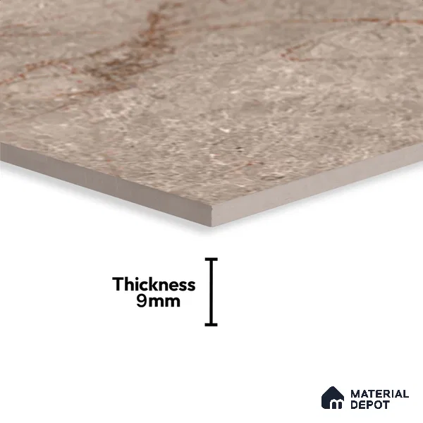 Brown Marble Wall Tile TL 06731 Lustra Rapture Stone 2 ft x 1 ft Ceramic Carving Satin Finish - 9 mm | | Suitable for Living Room, Bedroom, Bathroom