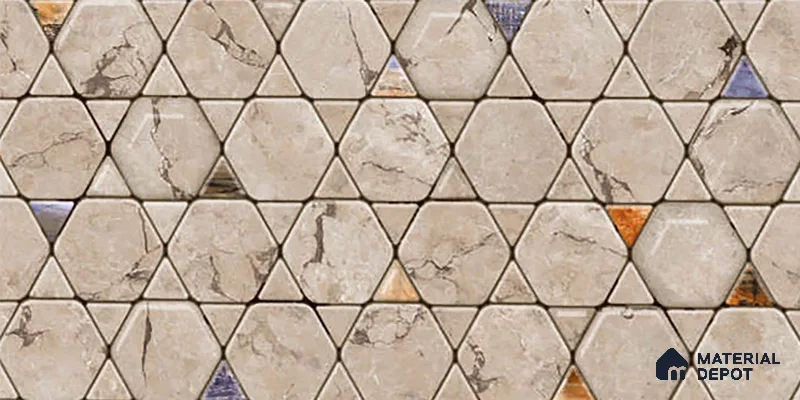 Patterned Wall Tile TL 06734 B Lustra Tuscan Carve 2 ft x 1 ft Ceramic Carving Satin Finish - 9 mm | Suitable for Living Room, Bedroom, Bathroom