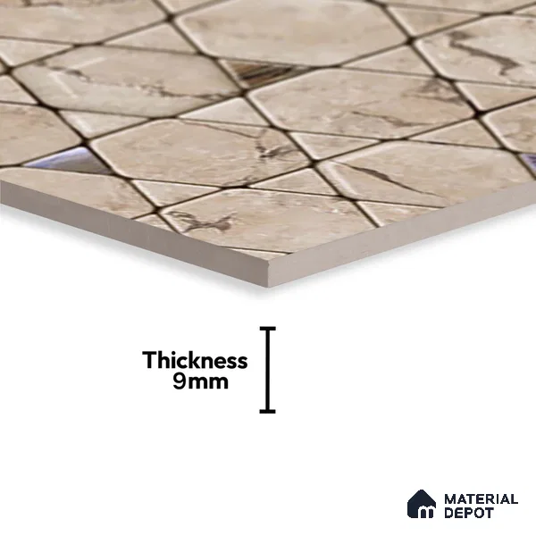 Patterned Wall Tile TL 06734 B Lustra Tuscan Carve 2 ft x 1 ft Ceramic Carving Satin Finish - 9 mm | Suitable for Living Room, Bedroom, Bathroom