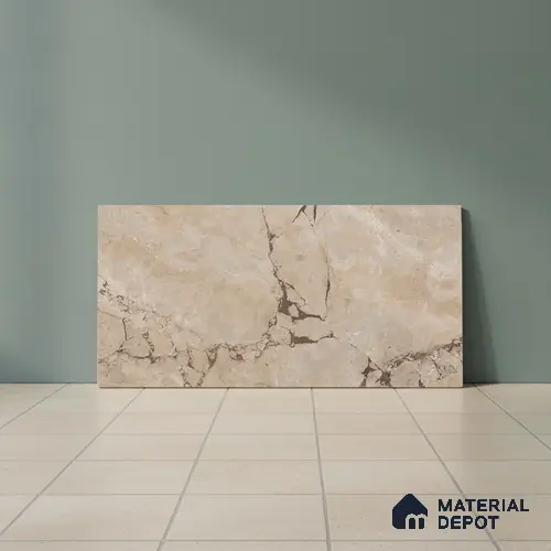 Brown Marble Wall Tile TL 06734 Lustra Tuscan Walnut 2 ft x 1 ft Ceramic Carving Satin Finish - 9 mm |  | Suitable for Living Room, Bedroom, Bathroom