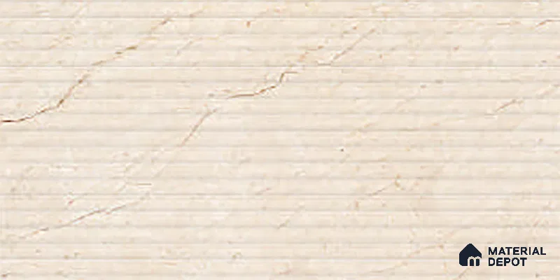Cream Punch Wall Tile TL 06763 B Lustra Terra Tierra 2 ft x 1 ft Ceramic Carving Satin Finish - 9 mm |  | Suitable for Living Room, Bedroom, Bathroom