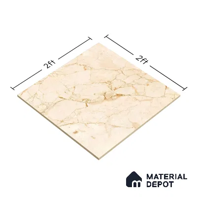 Marble Wall & Floor Tile TL 05223 B Marbella Warm Cream 2 ft x 2 ft Porcelain Matte Finish 8 mm | Suitable for Living Room, Bedroom, Bathroom, Kitchen & Balcony