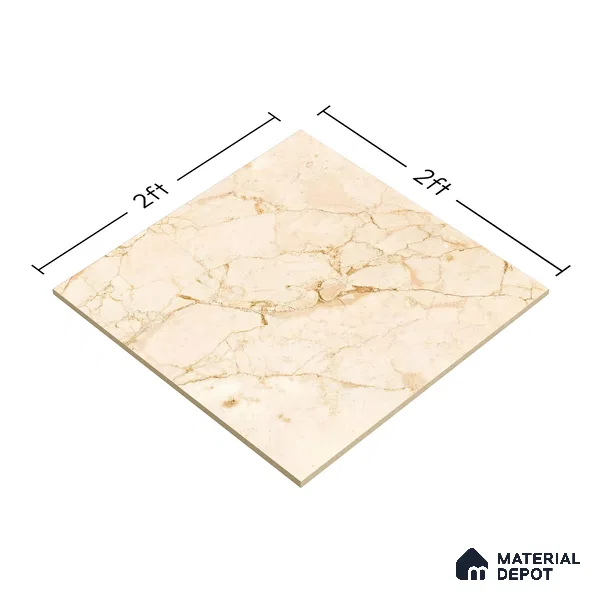 Marble Wall & Floor Tile TL 05223 B Marbella Warm Cream 2 ft x 2 ft Porcelain Matte Finish 8 mm | Suitable for Living Room, Bedroom, Bathroom, Kitchen & Balcony