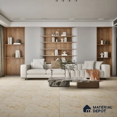 Marble Wall & Floor Tile TL 05223 B Marbella Warm Cream 2 ft x 2 ft Porcelain Matte Finish 8 mm | Suitable for Living Room, Bedroom, Bathroom, Kitchen & Balcony