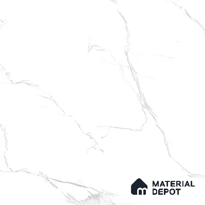 Marble Wall & Floor Tile TL 05223 C Marbella Calacatta Statuario White 2 ft x 2 ft Porcelain Matte Finish 8 mm | Suitable for Living Room, Bedroom, Bathroom, Kitchen & Balcony
