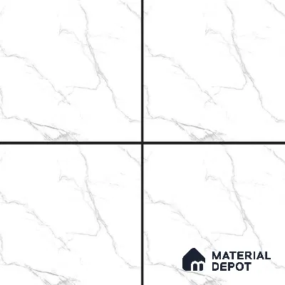 Marble Wall & Floor Tile TL 05223 C Marbella Calacatta Statuario White 2 ft x 2 ft Porcelain Matte Finish 8 mm | Suitable for Living Room, Bedroom, Bathroom, Kitchen & Balcony