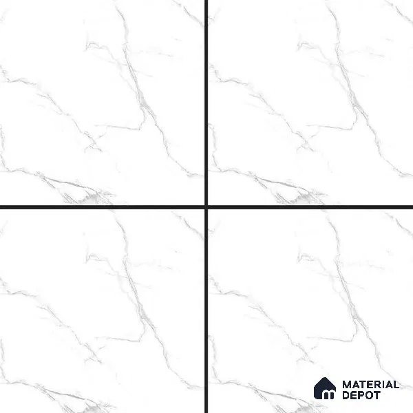 Marble Wall & Floor Tile TL 05223 C Marbella Calacatta Statuario White 2 ft x 2 ft Porcelain Matte Finish 8 mm | Suitable for Living Room, Bedroom, Bathroom, Kitchen & Balcony