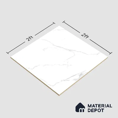 Marble Wall & Floor Tile TL 05223 C Marbella Calacatta Statuario White 2 ft x 2 ft Porcelain Matte Finish 8 mm | Suitable for Living Room, Bedroom, Bathroom, Kitchen & Balcony