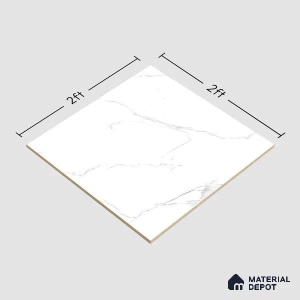Marble Wall & Floor Tile TL 05223 C Marbella Calacatta Statuario White 2 ft x 2 ft Porcelain Matte Finish 8 mm | Suitable for Living Room, Bedroom, Bathroom, Kitchen & Balcony