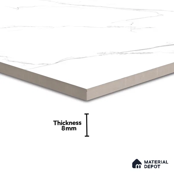 Marble Wall & Floor Tile TL 05223 C Marbella Calacatta Statuario White 2 ft x 2 ft Porcelain Matte Finish 8 mm | Suitable for Living Room, Bedroom, Bathroom, Kitchen & Balcony