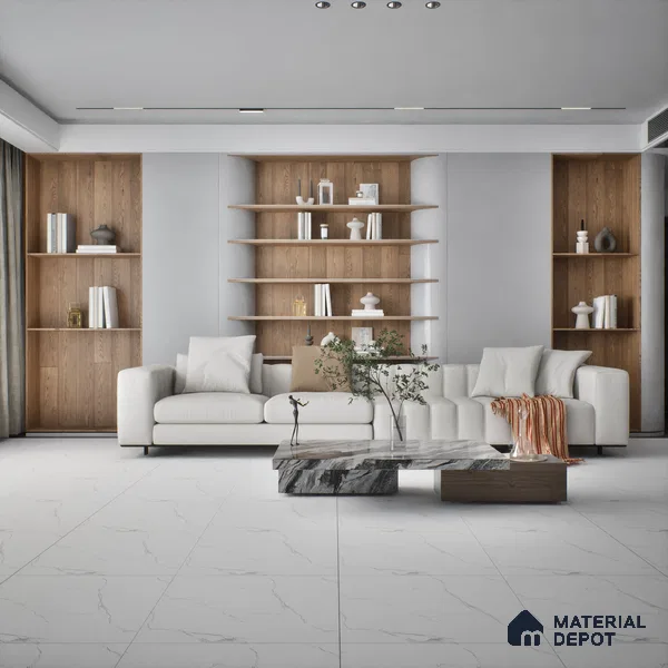 Marble Wall & Floor Tile TL 05223 C Marbella Calacatta Statuario White 2 ft x 2 ft Porcelain Matte Finish 8 mm | Suitable for Living Room, Bedroom, Bathroom, Kitchen & Balcony
