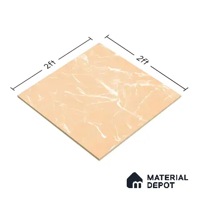 Marble Wall & Floor Tile TL 05223 Marbella Sunset Glow 2 ft x 2 ft Porcelain Matte Finish 8 mm | Suitable for Living Room, Bedroom, Bathroom, Kitchen & Balcony