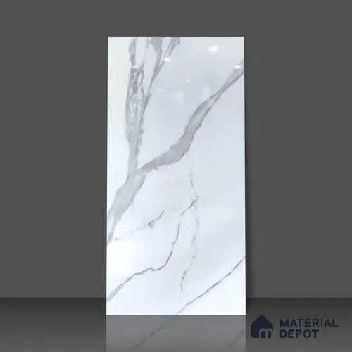 Budget Friendly Marble Wall & Floor Tile Value for Money TL 06291 Arctic White 4 ft x 2 ft - Vitrified Glossy Finish -9 mm | Suitable for Living Room, Bedroom & Bathroom